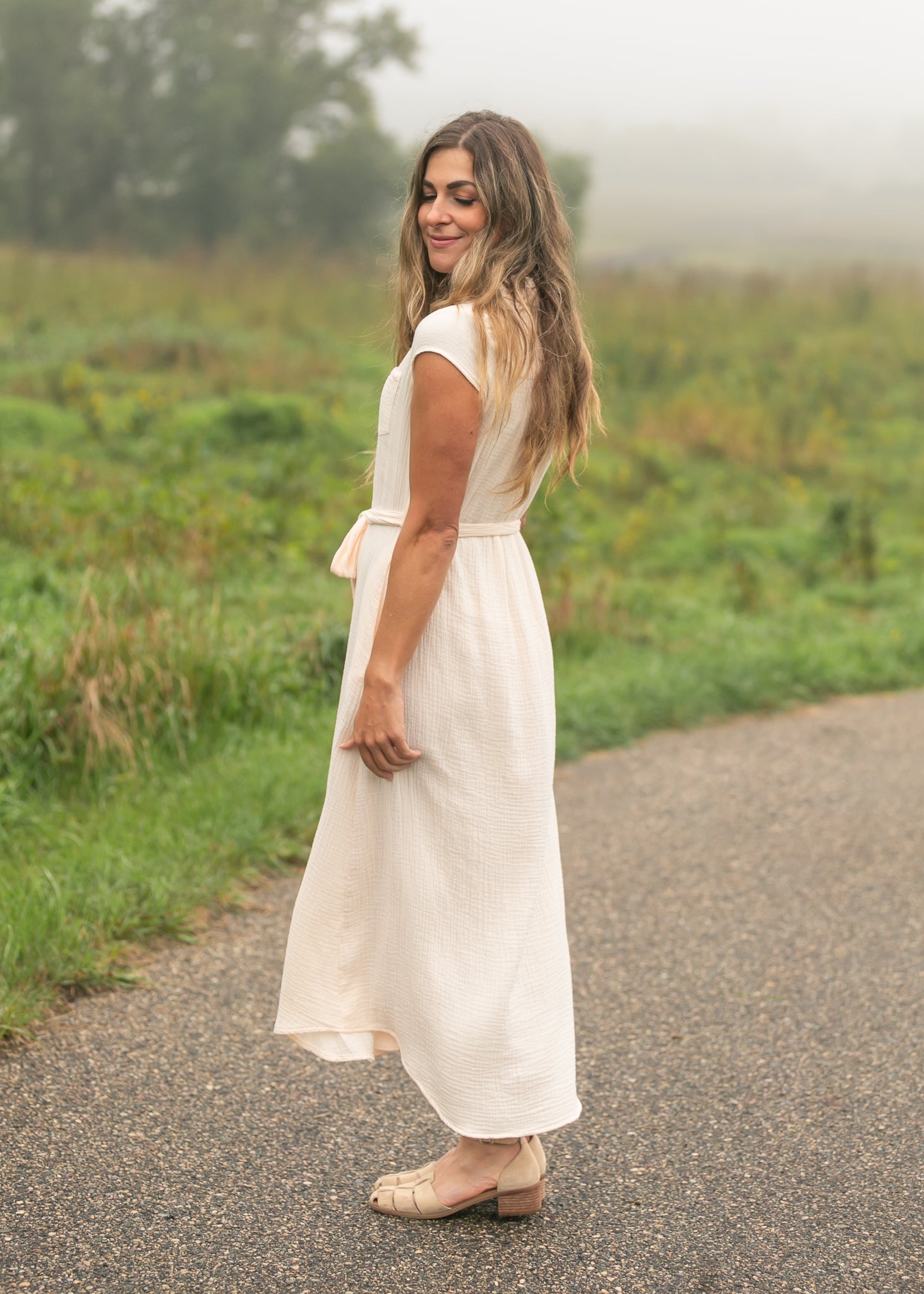 Willow Blush Pink Cotton Gauze Midi Dress