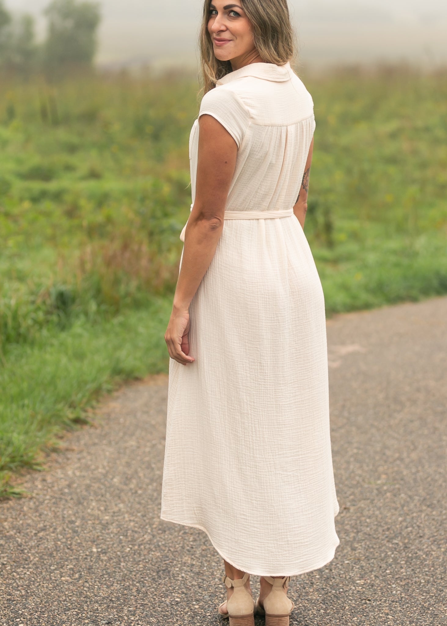 Willow Blush Pink Cotton Gauze Midi Dress