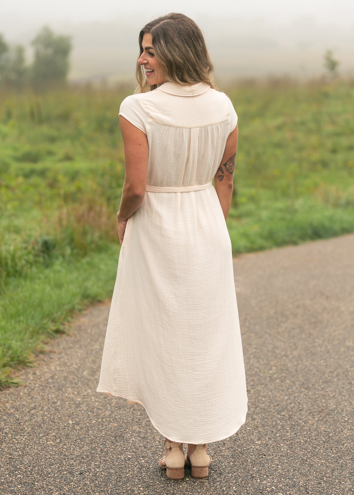 Willow Blush Pink Cotton Gauze Midi Dress