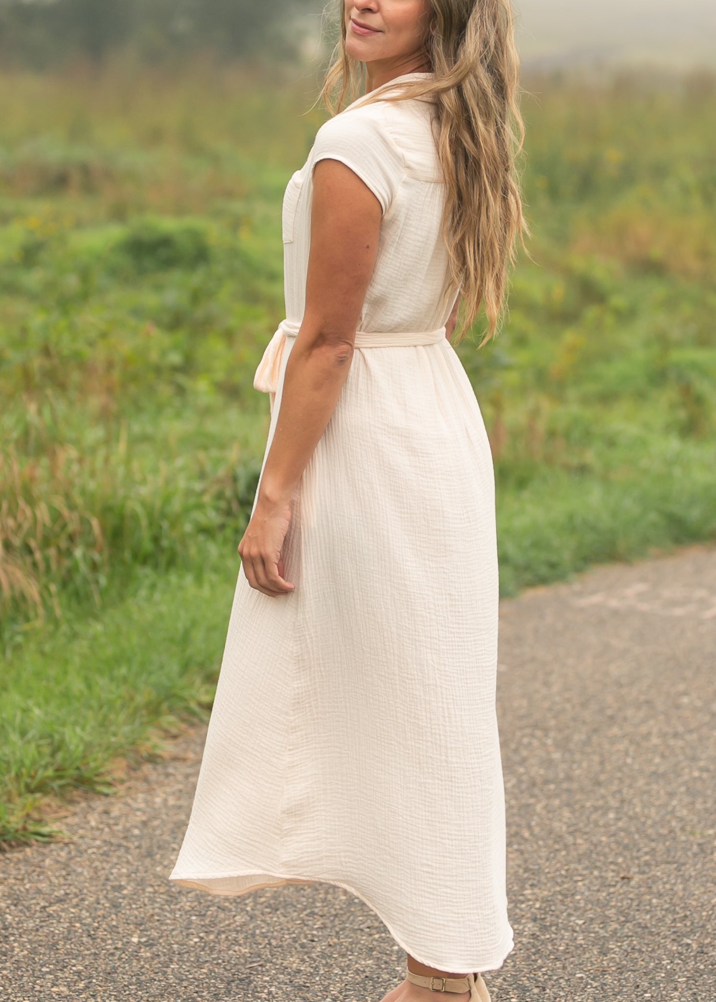 Willow Blush Pink Cotton Gauze Midi Dress