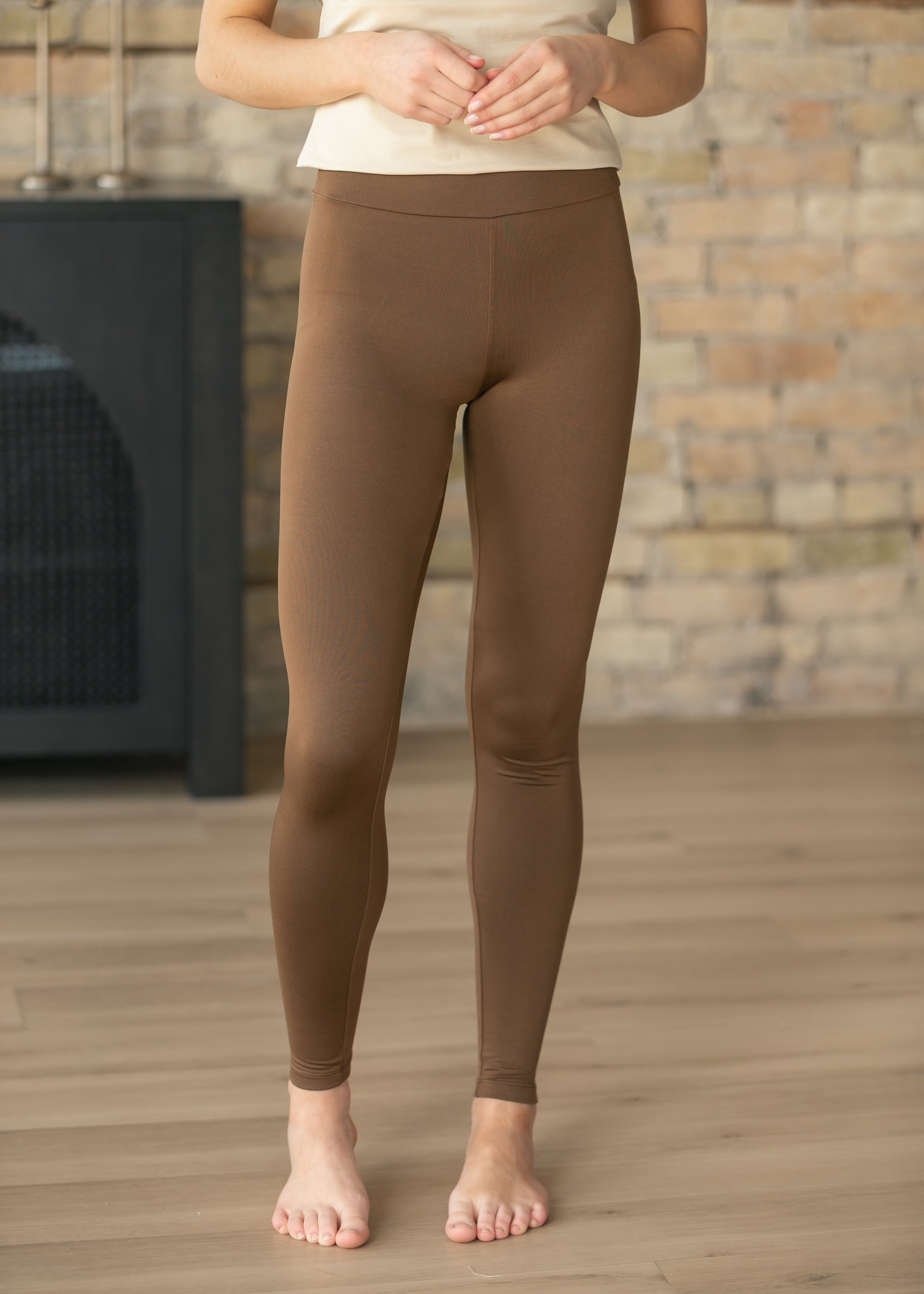 Women's Brown No Cling Leggings
