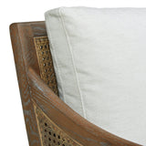 Wood & Rattan Accent Chair with Removable Cushion