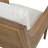 Wood & Rattan Accent Chair with Removable Cushion