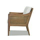 Wood & Rattan Accent Chair with Removable Cushion