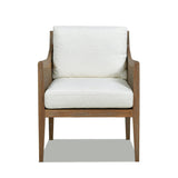 Wood & Rattan Accent Chair with Removable Cushion