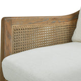 Wood & Rattan Accent Chair with Removable Cushion