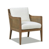 Wood & Rattan Accent Chair with Removable Cushion