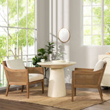 Wood & Rattan Accent Chair with Removable Cushion
