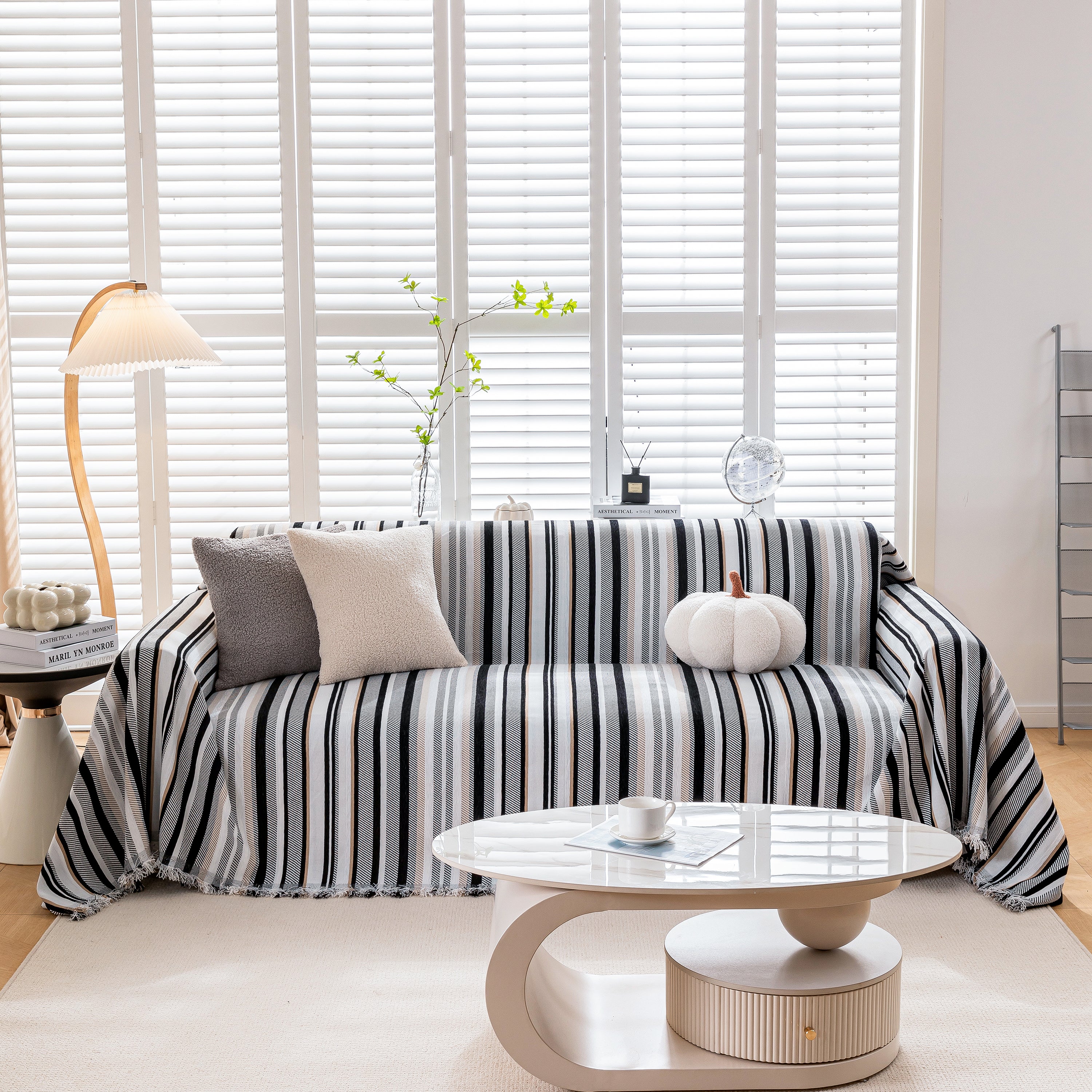 Modern Minimalist Sofa Throw Cover Cotton Knit Throws For Couch Scratch Proof Couch Cover