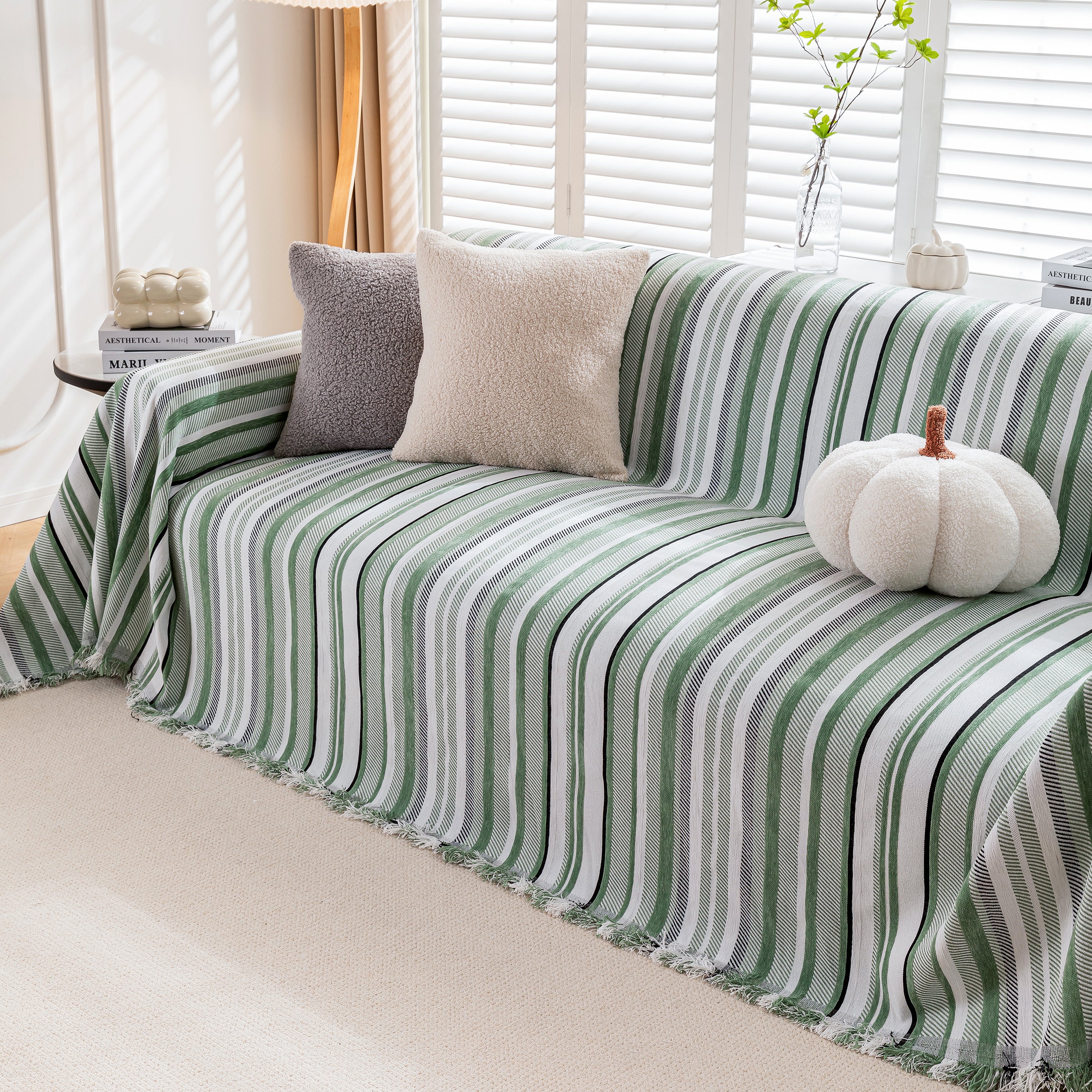 Modern Minimalist Sofa Throw Cover Cotton Knit Throws For Couch Scratch Proof Couch Cover