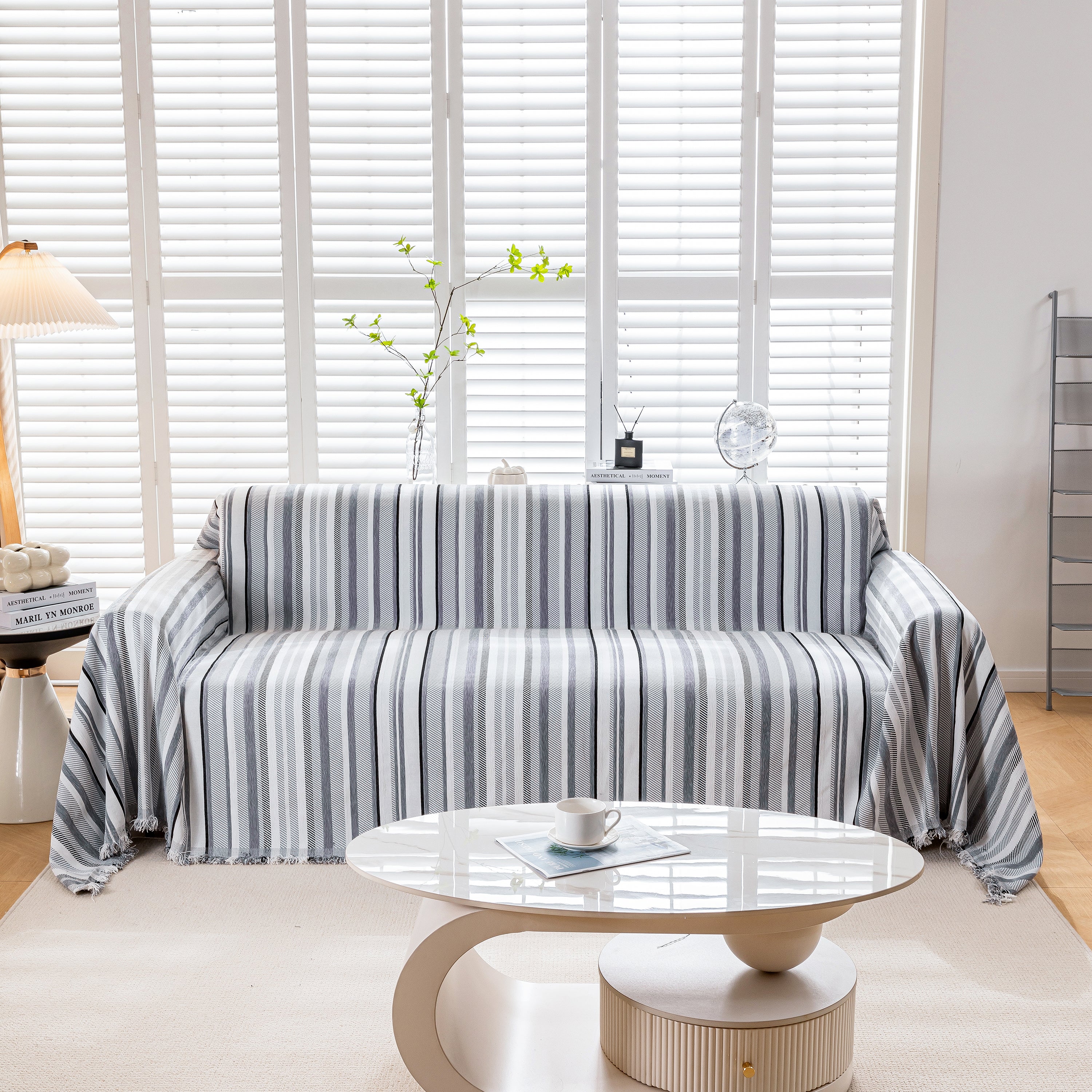 Modern Minimalist Sofa Throw Cover Cotton Knit Throws For Couch Scratch Proof Couch Cover
