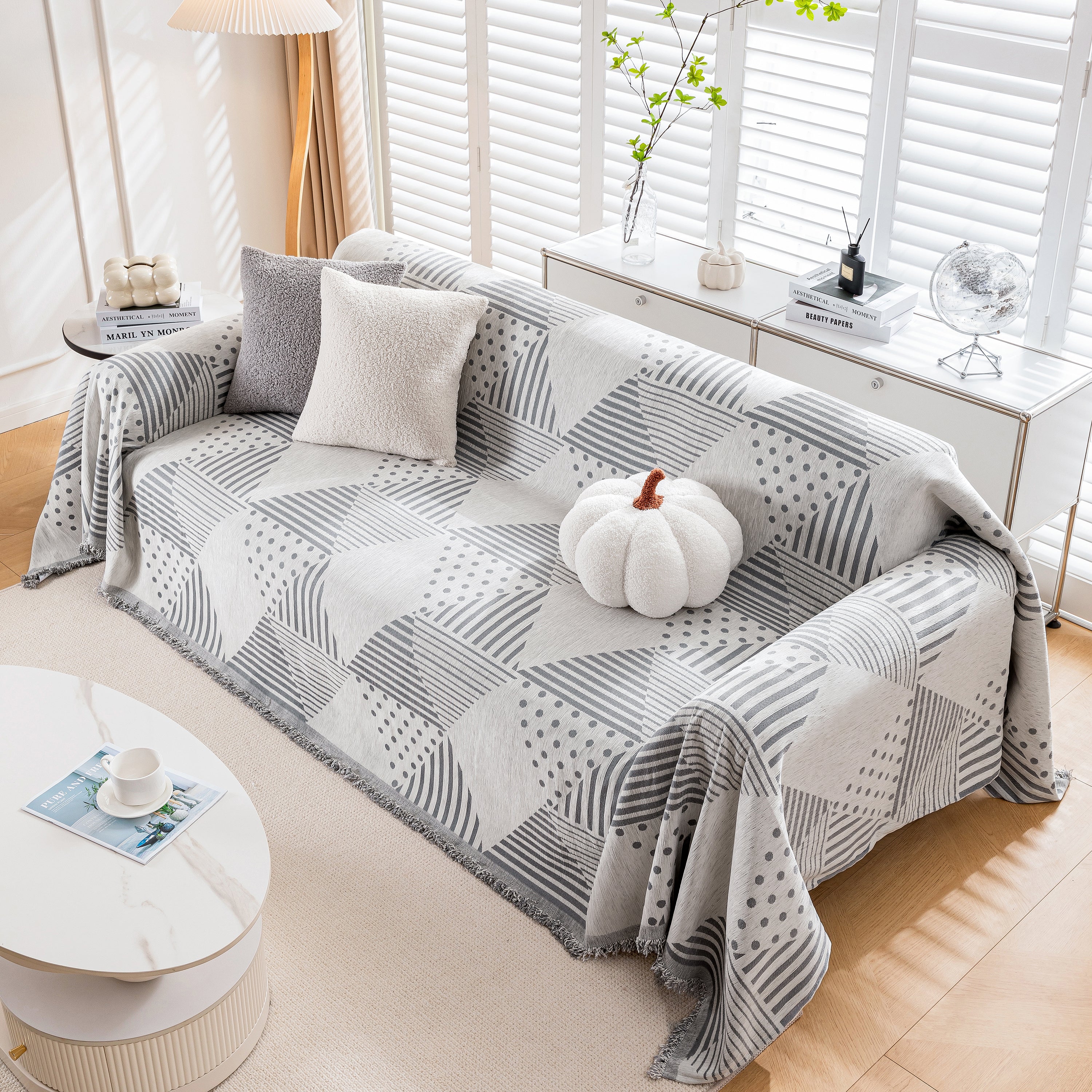Chenille Geometric Patterned Sofa Throw, Couch Covers For Sectionals For Pets, Throw Cover For Couch