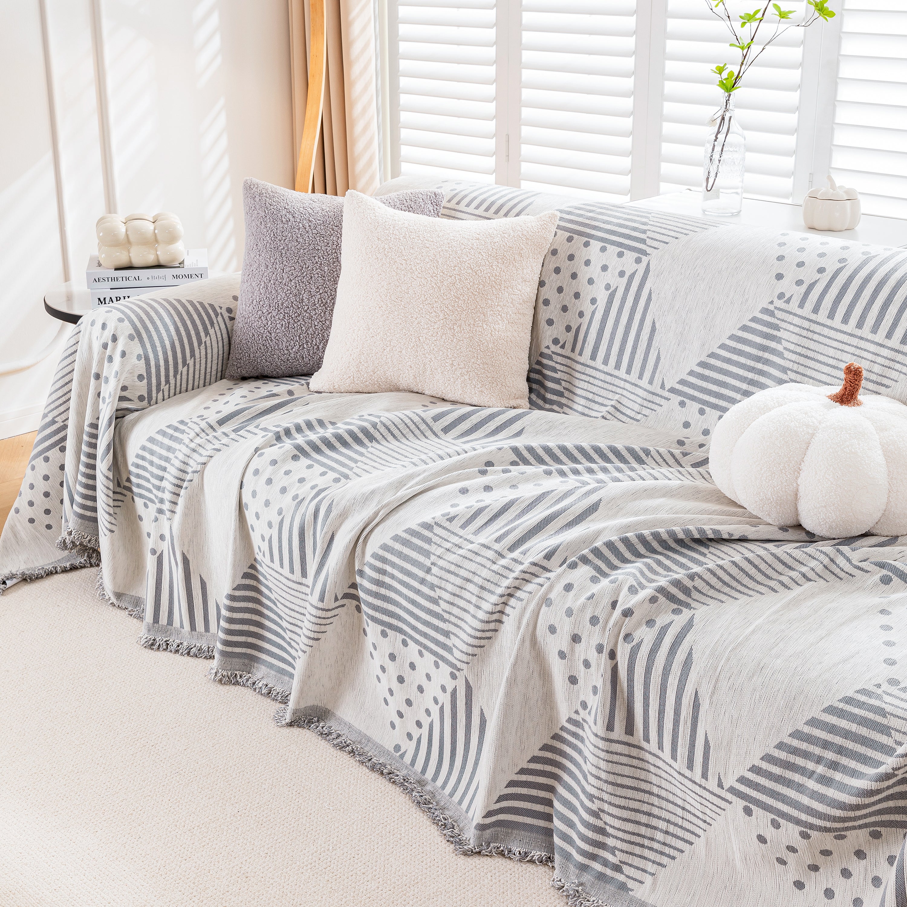 Chenille Geometric Patterned Sofa Throw, Couch Covers For Sectionals For Pets, Throw Cover For Couch