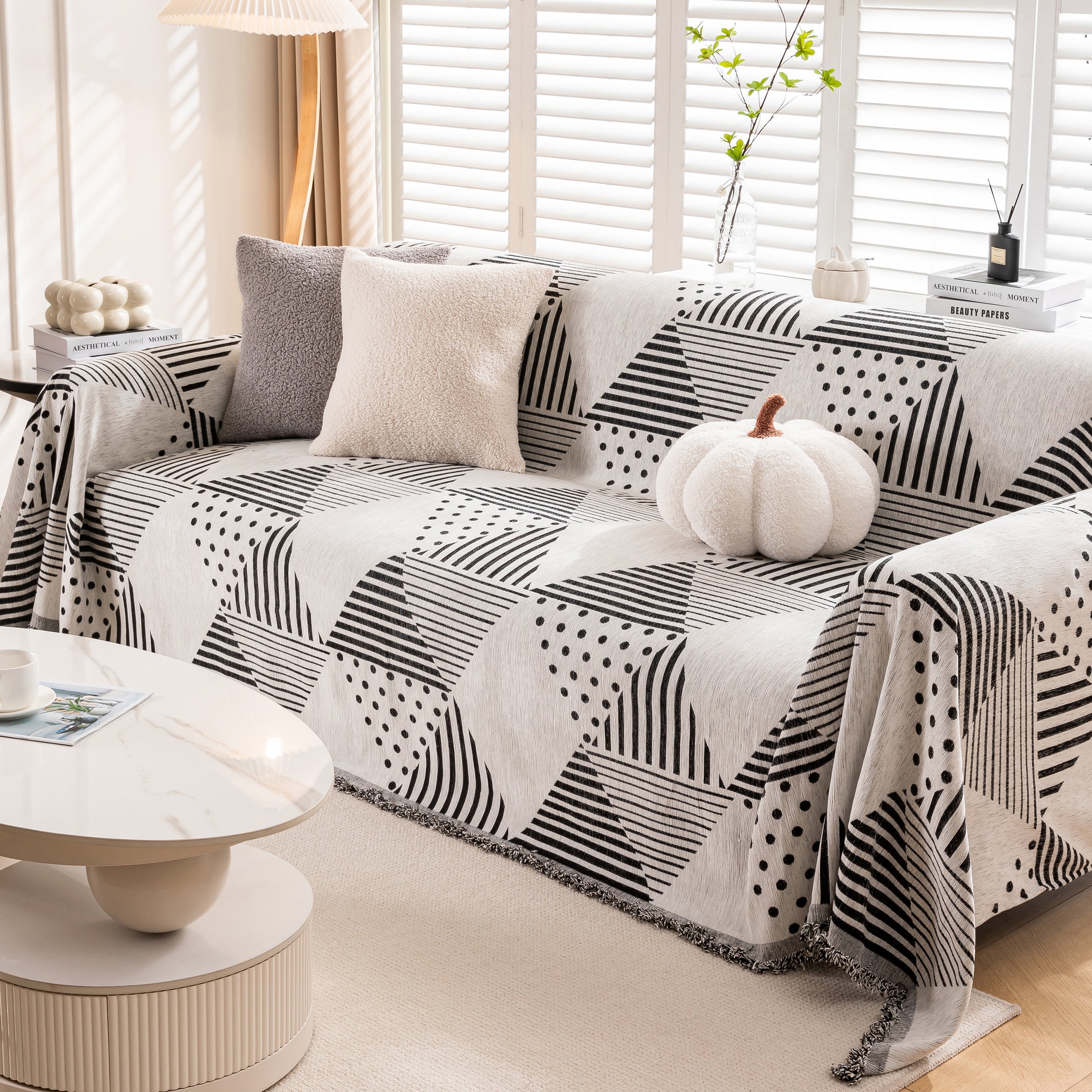 Chenille Geometric Patterned Sofa Throw, Couch Covers For Sectionals For Pets, Throw Cover For Couch