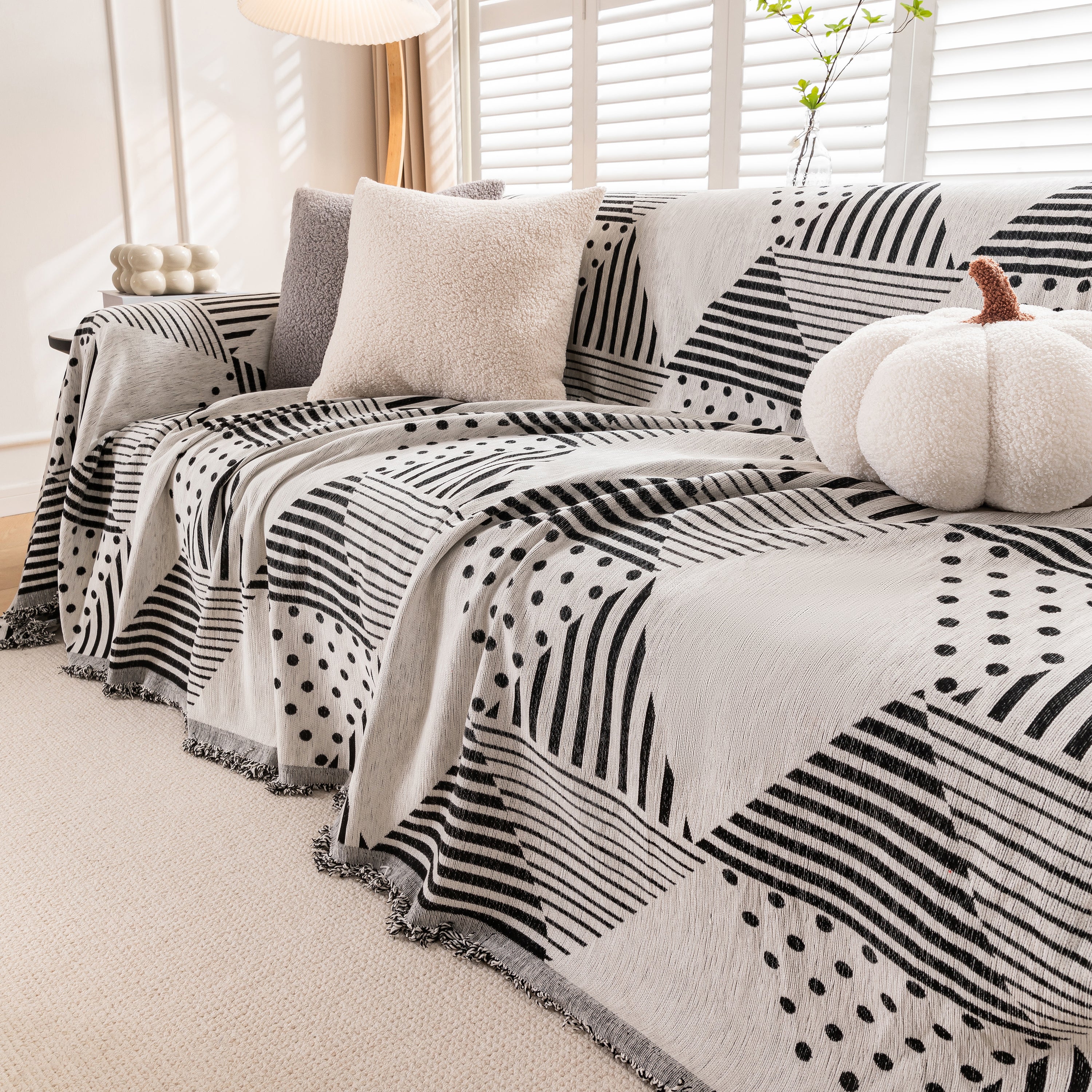 Chenille Geometric Patterned Sofa Throw, Couch Covers For Sectionals For Pets, Throw Cover For Couch