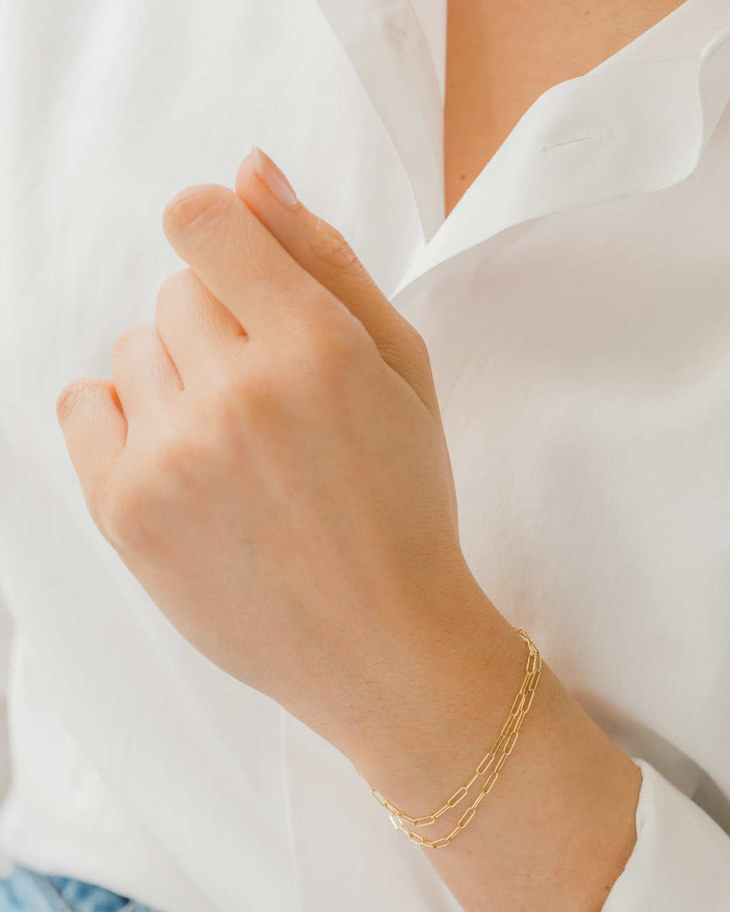 14k Gold Open Link Chain Bracelet