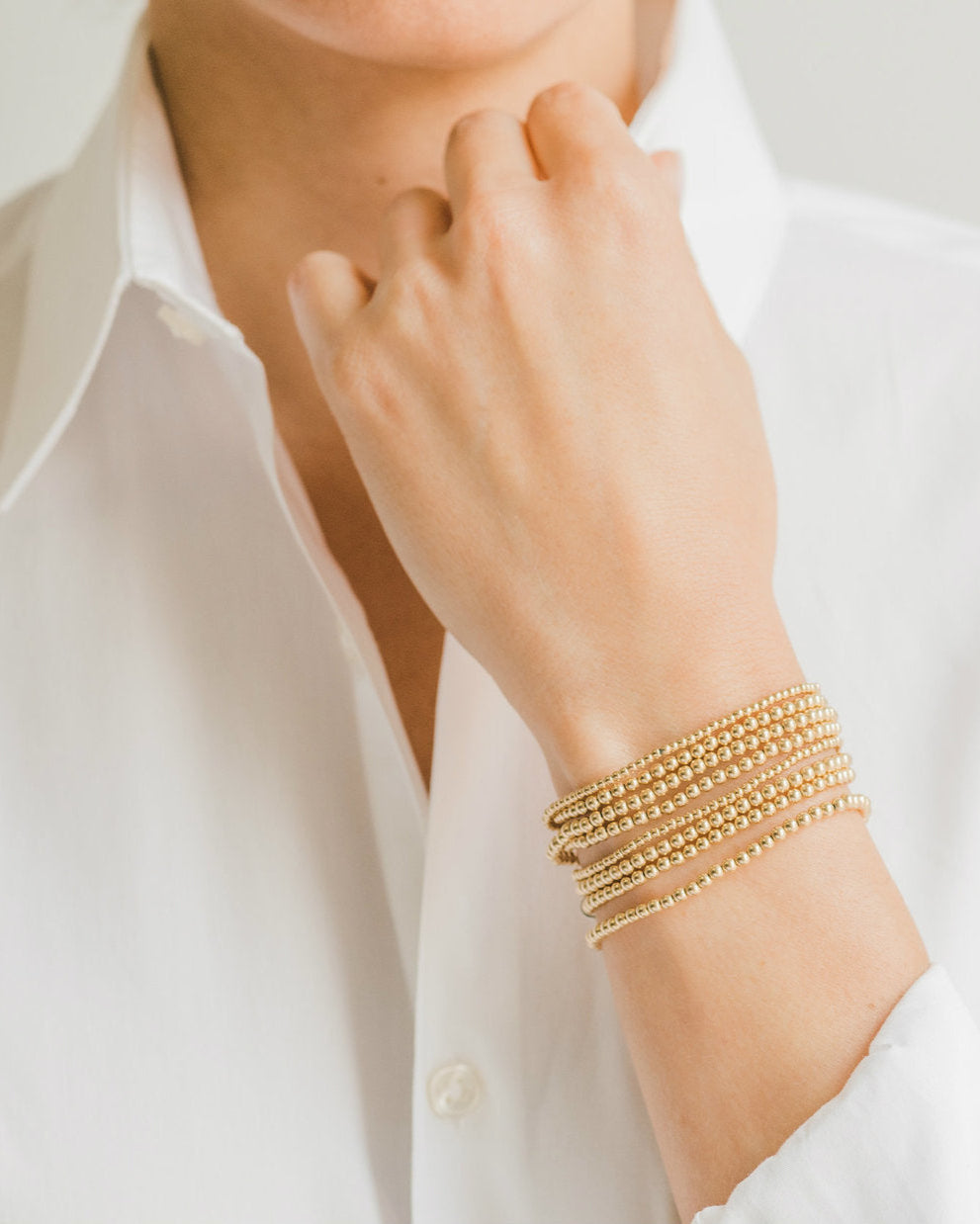 4mm Gold Bead Bracelet