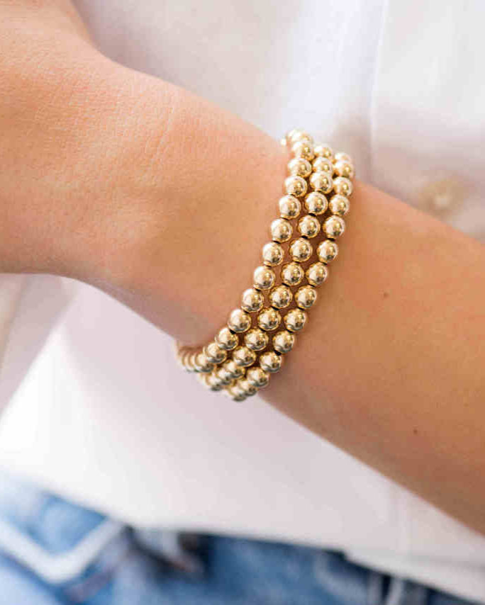 6mm Gold Bead Bracelet