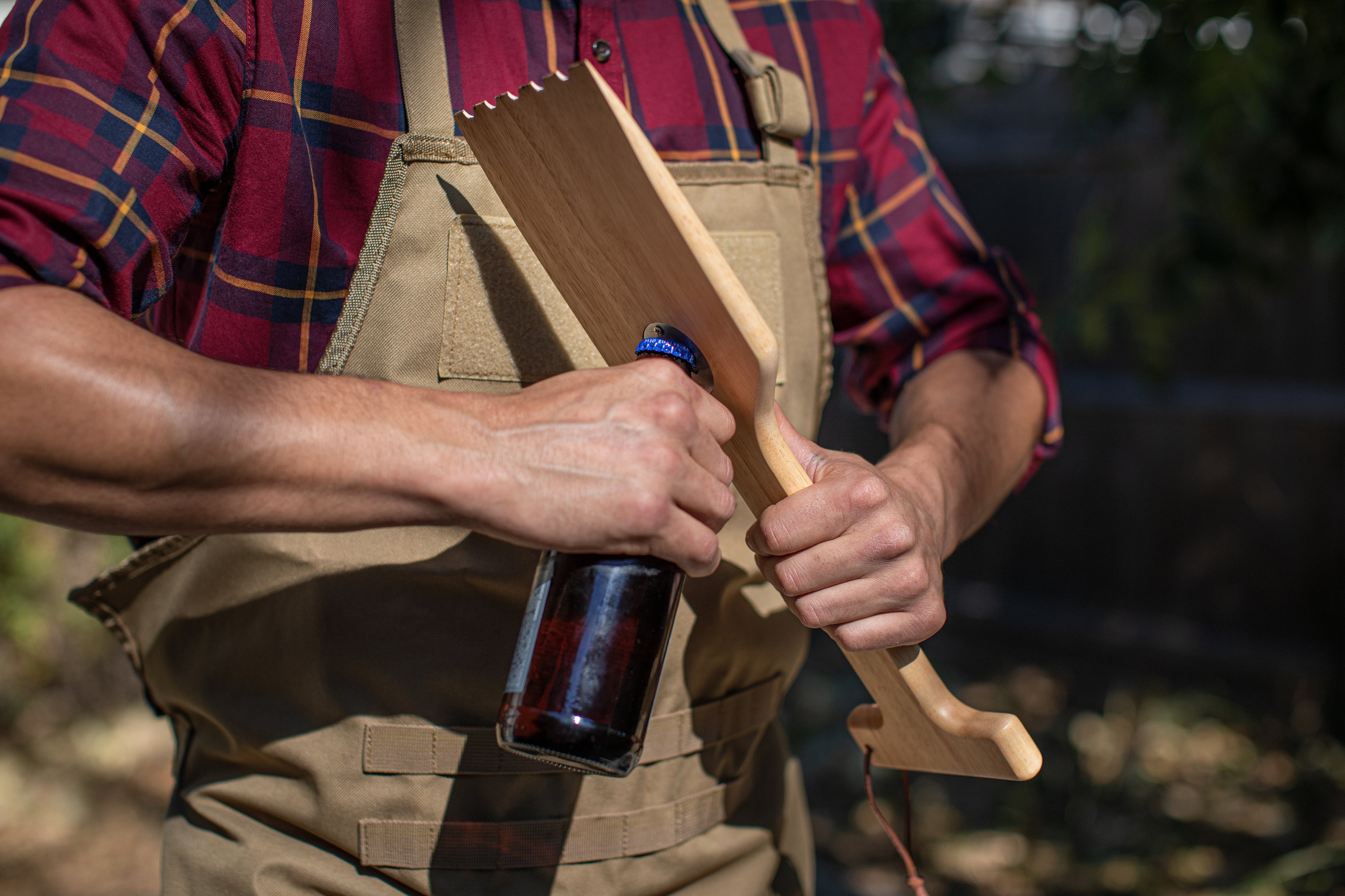 Hardwood Bbq Grill Scraper With Bottle Opener